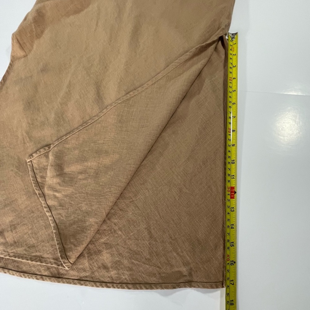 RW&CO Camel Linen Blend Maxi Skirt Side Slits Straight Fit with Drape - XS - Picture 10 of 10